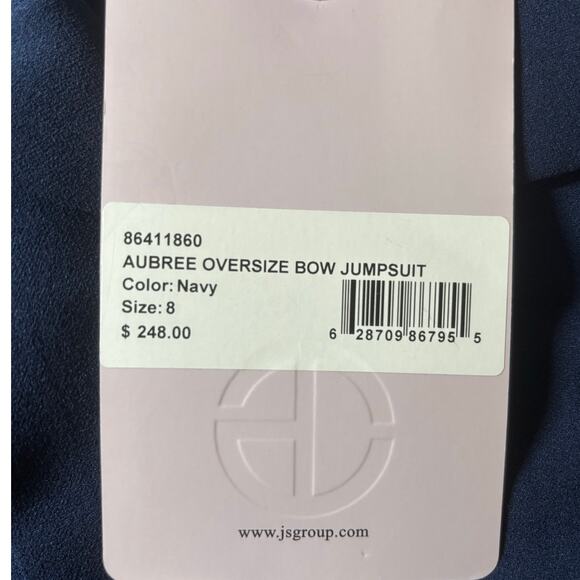 JS COLLECTIONS Womens Sleeveless Aubree Oversize Bow Jumpsuit 8 Navy 86411860 - Picture 10 of 14